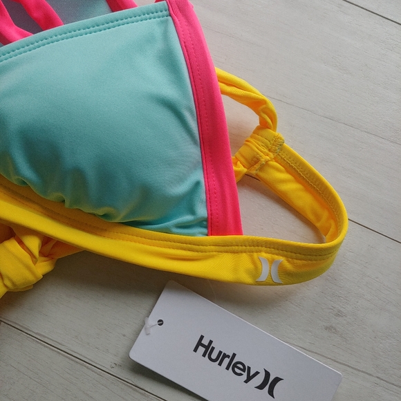 HURLEY NEW Color Block Triangle Bikini Top & V Bottoms - Picture 3 of 11